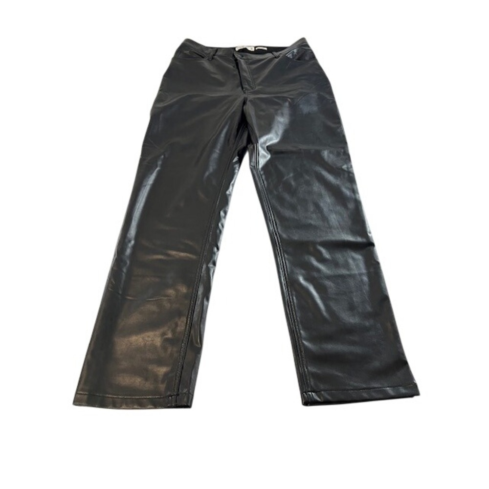 Abercrombie & Fitch The 90s Straight Ultra High Rise Vegan Leather Pants  32/14L